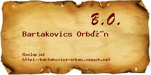 Bartakovics Orbán névjegykártya